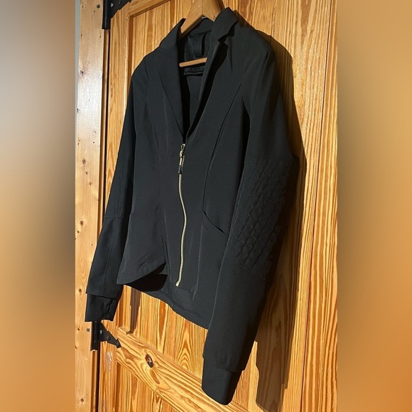 Rare Style MPG Active Black Collared V-Neck Zip Up Workout Jacket Pockets - Picture 3 of 16